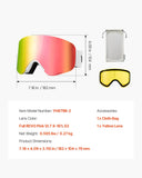 Frameless Ski Goggles, Magnet Cylindrical Lens with Pink Revo Coating, Fit for Skiing, Skating, V767-VVR-HXJWKBSDCXHJ4LNEU001V0