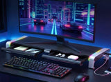 Artiss RGB Monitor Stand with USB Hub Desk Organiser Charging Stand Computer Stand Black DR-STB-171