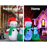 Jingle Jollys Christmas Inflatable Snowman 1.8M Illuminated Decorations XMAS-INF-SNO-PLIGHT-6FT