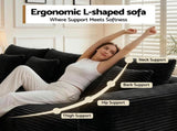 Artiss Modular Bed with Ottoman Sectional Boneless Couches for Living Room Corduroy Compressed SBED-K-CDY-5S-BK-ABC