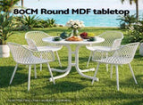 Gardeon Outdoor Side Table 80cm Folding Steel Round Bistro Desk Cafe Patio Furniture White ODF-TB-STFD-WH