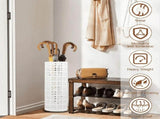 Metal Umbrella Stand, Circular Freestanding Entryway White V1370-AZ4-11682