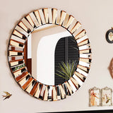 P&P Silver and Tawny Round Sunburst Mirror with Beveled Glass, Decorative Wall Accent V767-JJ-XM962-M-V1