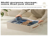 Premium Heavy Duty Shoe Storage Box 16 Grids Beige 43cm Cube Foldable Fabric Wardrobe Organiser with V888-ELOSUNG41555