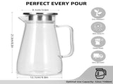 JWDX Glass and Bottleance, 52 Oz Glass Pitcher with Stainless Lid Water Carafe with Handle V1189-LWWAL-20260325-01977