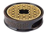 Teapot Warmer Tea Coffee Warmer Base Ceramic Heater with Spoon Lid and Candle Holder Brown V1294-YM0703-3118230130512