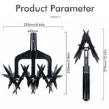 2-in-1 Garden Rotary Cultivator Tool with Star Wheel Spike Design for Soil Loosening, Weeding, and V1341-ZY-F4V35QJH-BLACK
