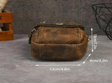 Retro Cowhide Multi-functional Waist Bag, Wear-resistant Poly-cotton Lining, Fits 8-inch Devices, V1232-FMPBB-002
