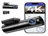 4K Dual Dash Cam Black with 5G WiFi, GPS, Front and Rear, 24H Parking Mode, Free 64GB SD Card V178-59109