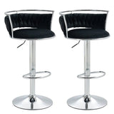 SERENIT Silver Swivel Upholstered Velvet Adjustable Height Counter Stool with Metal Frame Black V255-GP2311R-BLACK