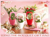 48 Pcs Mother's Day Flower Bouquet Holder Bulk with Handle Pink Red Florist Floral Bouquet Boxes for V1258-DP02-F-809