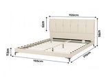 Artiss Queen Bed Frame Upholstered Platform Bed with Tufted Headboard 300kg Support BFRAME-G-ZENITH-Q-BG-ABC