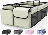 Beige Large-Capacity Foldable Car Trunk Storage Organizer - Collapsible Backseat Storage Box V888-ELOSUNG17123