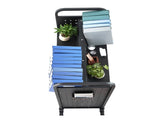 Rolling Library Book Cart, 150 kg Capacity, 97 x 51.5 x 122.5 cm Library Cart, Double Sided W-Shaped V952-WXTSGTCH330LMU071001V0