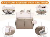Khaki and Beige Stylish Nappy Bag Backpack - Multi-Functional Diaper Bag with Insulated Pockets, V888-ELOSUNG27264