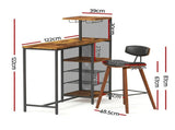 Artiss 3Pcs Bar Table and Stools Set Dining Table Solid Wood Kitchen Chairs Cafe Pub BA-TAB-SET-8782-4786