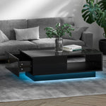 Artiss Coffee Table Led Lights Black FUR-R-COF-LED-01-BK