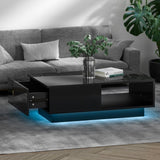 Artiss Coffee Table Led Lights Black FUR-R-COF-LED-01-BK