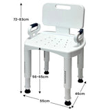 Orthonica Premium Adjustable Shower Chair with Armrests 158kg Capacity SHC-MAS-073-WH