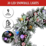 Christabelle Stunning 61cm Snowy Christmas Wreath with LED Lights Crown Pine Baubles Front Door 112_SENCR104