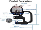 Digital Thickness Gauge, Thickness Micrometer Meter, 0 to 12.7mm Digital Display Measuring Tool with V1192-AZ-W-3336