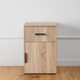 PORTO BEDSIDE TABLE - NATURAL OAK - SLIM - OVAL BLACK V164-ECS13STB05B