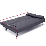 Artiss Sofa Bed 175CM Dark Grey Fabric SBED-E-R1C-GY