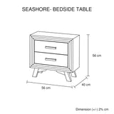 Bedside Table White Colour With 2 Drawers Night Stand Solid Wood Metal Handles V43-BST-SPNC-WH