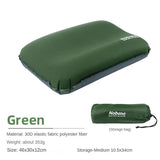 Dark Green Automatic Inflatable 3D Outdoor Sponge Pillow - Portable Camping Travel Neck Cushion, V888-ELOSUNG13227