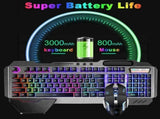 104 Keys Wireless Gaming Keyboard Mouse SetMouse Pad, RGB LED Backlit PC/Laptop Black-Rainbow V201-W10877049