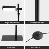 Artiss LED Floor Lamp, Modern Reading Lamp 360 Rotating Adjustable Light Head,12W Standing Lamp for LAMP-FLOOR-LED-360-BK