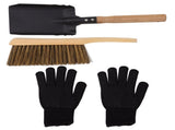 Fireplace Ash Shovel Brush Set Coal Hearth Clean Tools for Home with Black Silicone Gloves V1294-YM0706-3117230149711