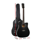 Alpha 41 Inch Acoustic Guitar Equaliser Electric Output Jack Cutaway Black GUITAR-D-41-EQ-BK