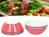 4PCS 6in Salad Bowl Dinner Serving Bowl Sets Kitchen Imitation Porcelain DinnerwareRed Grids V1294-YM0721-3118210043111