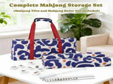 Mahjong Game Set, 166 Blue Tiles , 4 All-in-One Color Rack/Pushers & Drawstring Bag, Complete V1107-133-77565