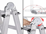 Bullet 2.9m Folding Aluminium Multipurpose Ladder, w/ Workshelf Platform, Spring Assisted Rapid V219-TOLLDABU29AA