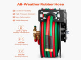 Retractable Welding Hose Reel, 1/4-Inch x 50FT Twin Oxygen Acetylene Rubber Hose Max 300PSI - T V952-HJRGJP50FTZDID1LEV0