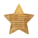 Star Shaped Bamboo Charcuterie Board,11.8X0.59inch Patriotic American Flag Engraved Serving Tray, V1370-AZ4-15628
