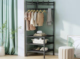 Garment Rack With Shelves Metal Clothes Rack Black 1 Set V1370-AZ4-16855