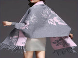Double-sided Jacquard Cheongsam Shawl, Color-Blocked Fringed Cape Design, Autumn/Winter Fashion & V1232-SMWJPJ004