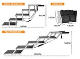 Folding Dog Stair Lightweight Aluminium Dog Ramp Adjustable Height 5 Steps Pet Ladder Loads up to V985-DOGSTAIR