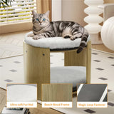 Natural Wood Cat Bunk Bed with Cushioned Two Tiers for Stylish Pet Comfort V767-P-ZM1777