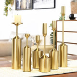 SOGA 6pcs Gold Iron Taper Luxury Candlestick Candle Holder Stand Pillar CANDLESTICK1150