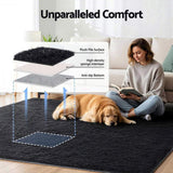 Artiss Floor Rug 200x230cm Plush Area Shaggy Rug Living Room Bedroom Carpet Black FLR-FLU01-200X230-BK