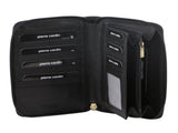 Pierre Cardin Perforated Leather Ladies Zip Around Wallet - Black V563-PC-3350-BLK