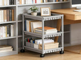 Rolling Storage Rack, 4 Tier Plastic Shelving Unit with Wheels and Hooks, Mobile Organizer for V1369-AZ3-W-21586