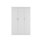 3 Door White Wardrobe White Handles, Hanging Rail & Shelves V63-953061