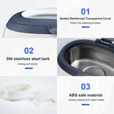Ultrasonic Cleaner 600Ml Household Device With Basket And Automatic Holder For V1188-MS-227-0375