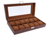 Watch Box with Watch Pillows Vintage Brown Leather 12 Slot Watch Case for Watch Display Storage V1294-YM0901-3117250163711