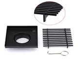 Matt Black 100mm Square Strip Fence Shower Grate Bathroom Floor Drain 50mm Waste V1233-SQWL0200D50BL